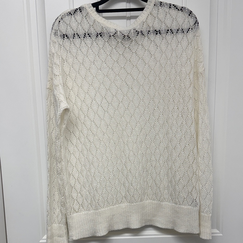 Tommy Bahama women’s White Open knit Crewneck long sleeve Sweater size S/P